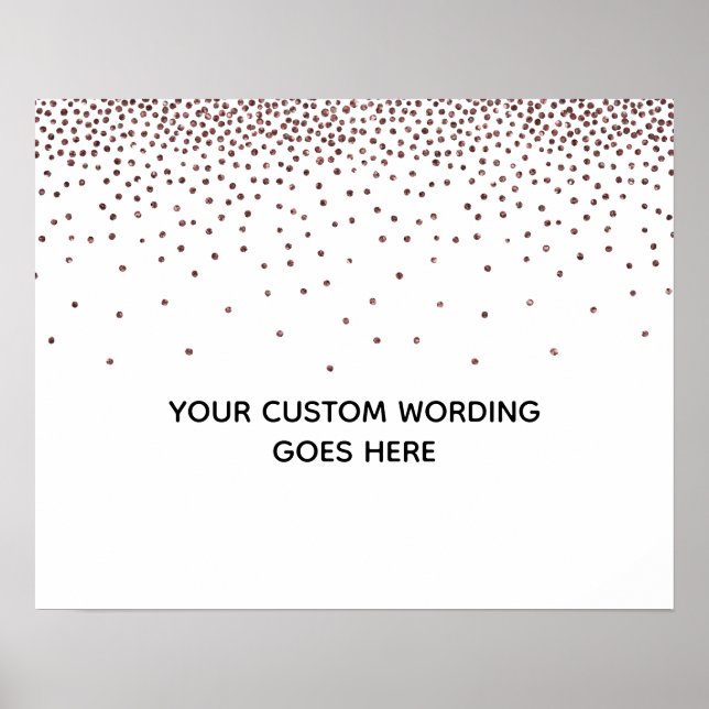 Rose Gold Confetti DIY Blank Custom Wedding Sign (Front)