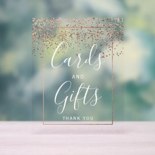 Rose gold confetti elegant wedding Card gifts  Acrylic Sign