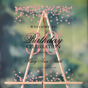 Rose Gold Confetti Glitter 30th Birthday Welcome  Acrylic Sign