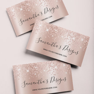 Rose Gold Confetti Glitter Ombre Online Store Business Card