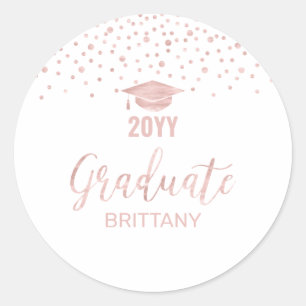 Rose Gold Confetti Graduation Party Favour Classic Round Sticker