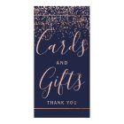 Rose gold confetti navy blue wedding Card gifts