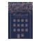 Rose gold confetti navy blue wedding seating chart