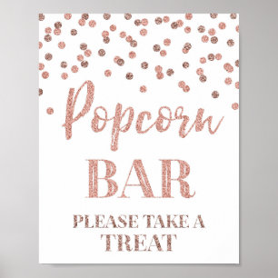 Rose Gold Confetti Popcorn Bar Sign