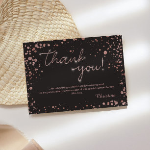 Rose gold Confetti Thank you note card
