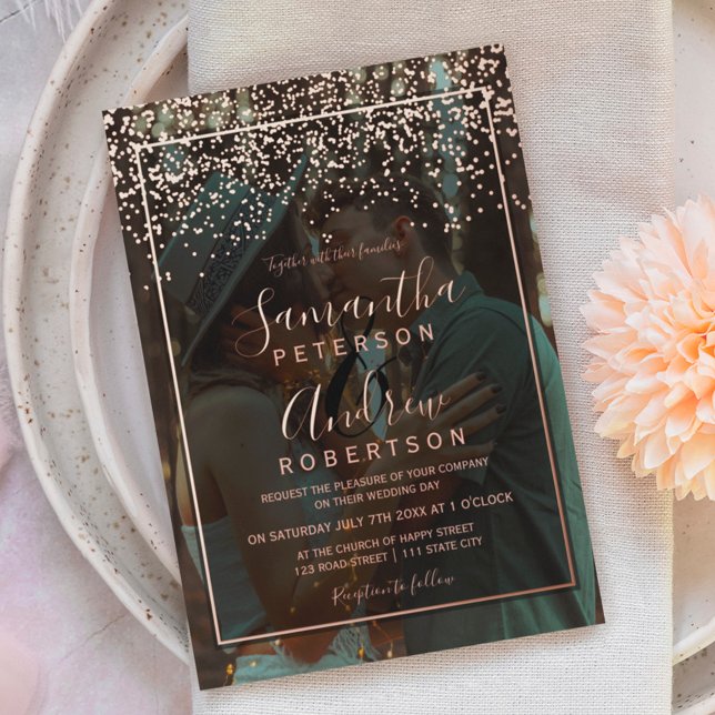 Rose gold confetti typography photo wedding  (Creator Uploaded)