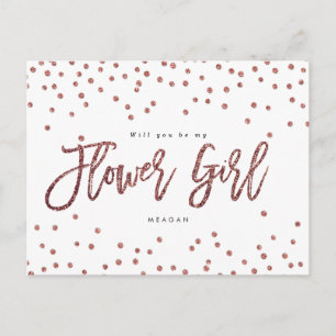 rose gold confetti will you be my flower girl card