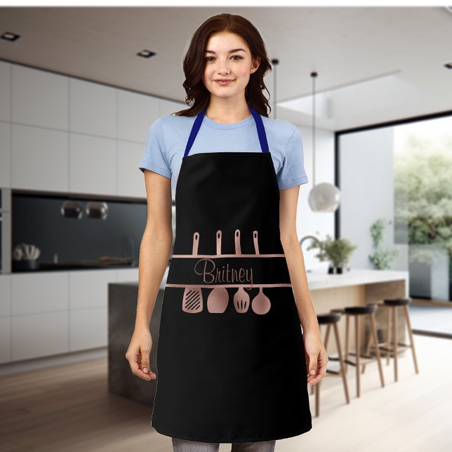 Rose Gold Cooking Utensils Kitchen Personalised Apron (Creator Uploaded)