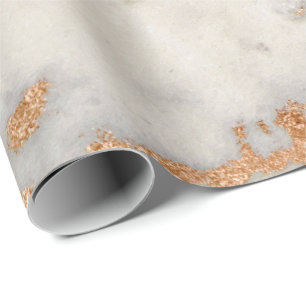 Rose Gold Copper Grey Abstract Molten Marble Glas Wrapping Paper