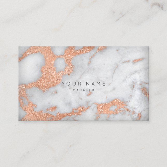 Rose Gold Copper Grey Carrara Marble Appointment Card (Front)
