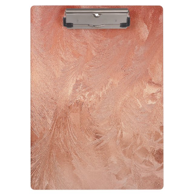 Rose Gold Copper Peach Sand Grain Swirl Metallic Clipboard (Front)