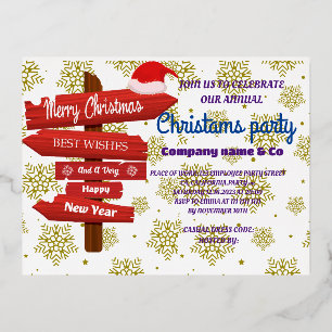 ROSE GOLD CORPORATE CHRISTAMS PARTY FOIL INVITATION POSTCARD