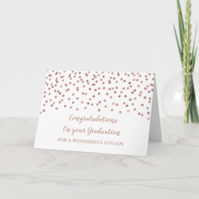 Rose Gold Cousin Congratulations Graduation Card (Front)