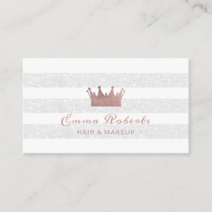 Rose Gold Crown Hair & Makeup Modern Salon Business Card