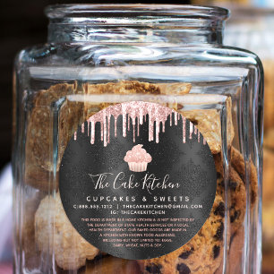 Rose Gold Cupcake Glitter Drips Black Chef Legal Classic Round Sticker