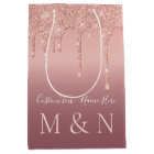 Rose Gold Custom Letter Your Name Wedding Gift Bag