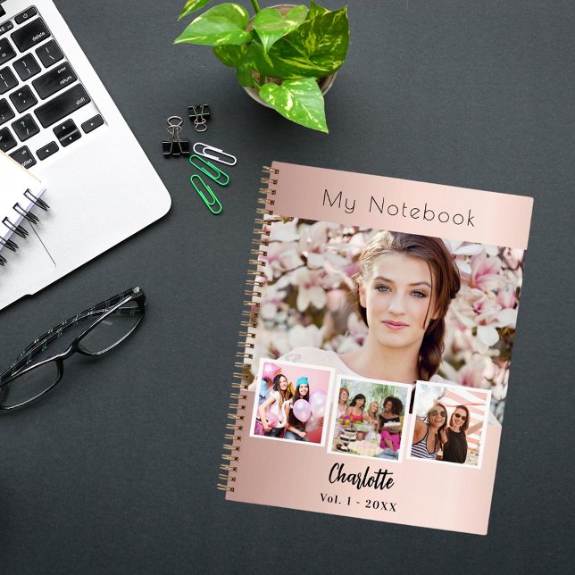 Rose gold custom photo collage notebook (Creator Uploaded)