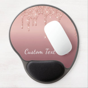 Rose Gold Custom Text Name Gel Mouse Pad