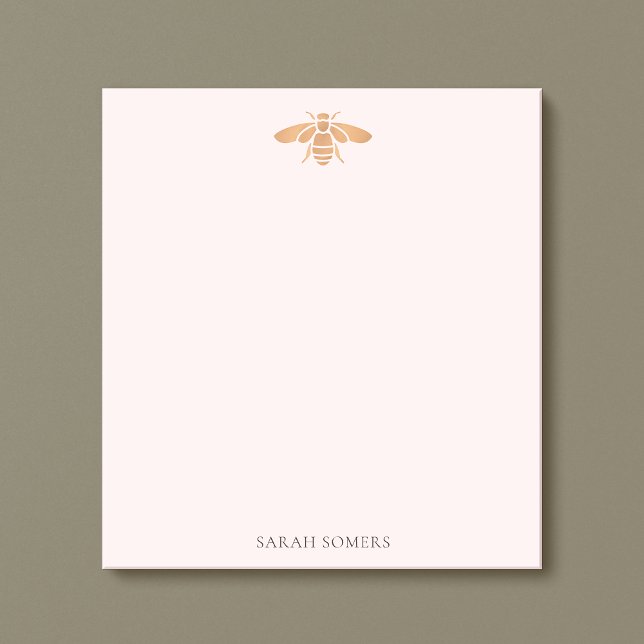 Rose Gold Cute Bee  Pink Nature Personalised Notepad (Creator Uploaded)