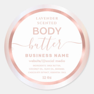 Rose gold cute script body butter label