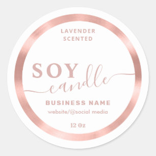 Rose gold cute simple script soy candle label