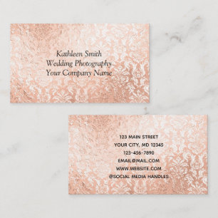 Rose Gold Damask Elegant Feminine Business Card