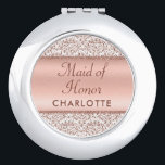 Rose Gold Damask Glitter Maid of Honour Wedding Compact Mirror<br><div class="desc">This elegant rose gold damask glitter compact is a perfect gift for the Maid of Honour.</div>