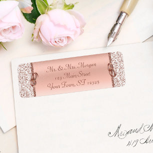 Rose Gold Damask Wedding Return Address