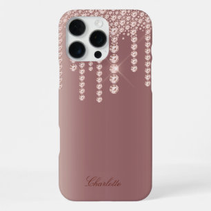Rose Gold Diamond Look iPhone 16 Pro Max Case