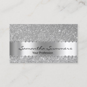 Rose Gold Diamond Metal Elegant FauxGlitter Business Card