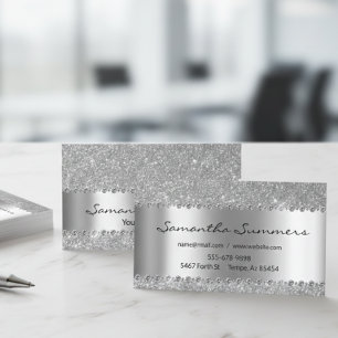 Rose Gold Diamond Metal Elegant FauxGlitter Business Card