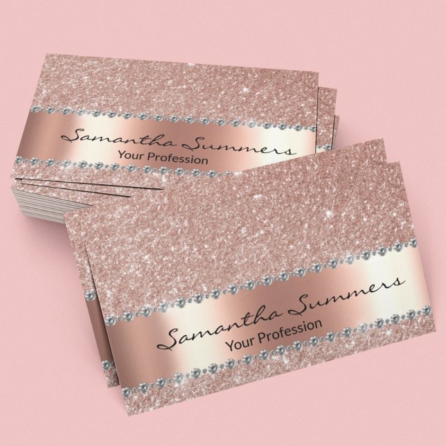 Rose Gold Diamond Metal Elegant FauxGlitter  Business Card (Creator Uploaded)