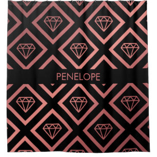 Rose Gold Diamond Pattern Shower Curtain