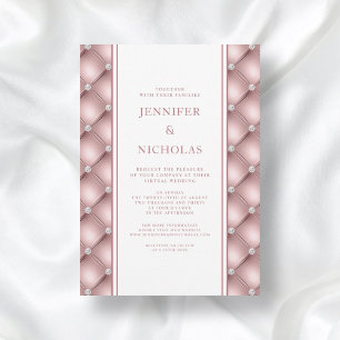 Rose Gold Diamond Tufted Virtual Wedding Invitation