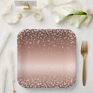 Rose Gold Diamonds Paper Plate