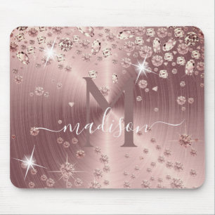 Rose Gold Diamonds - Personalised Mouse Pad