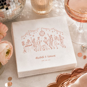 Rose Gold Disco Wedding Personalised Napkins