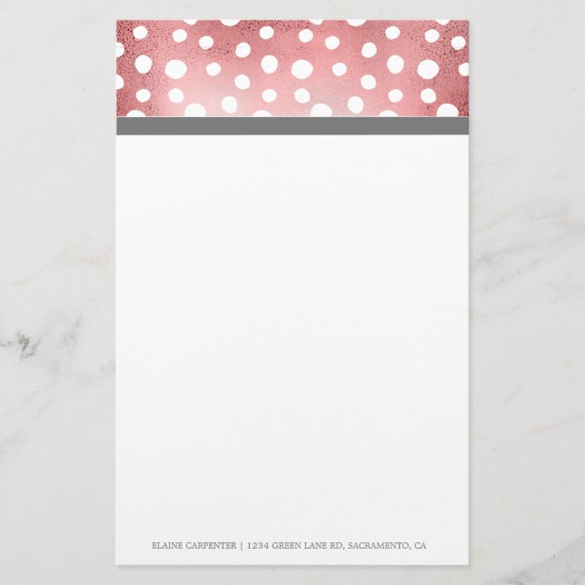 Rose Gold Dots | Personalised Stationery (Front)