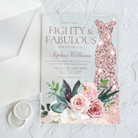 Rose Gold Dress Blush Floral 80th Birthday Party