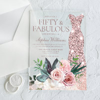 Rose Gold Dress Blush Floral Womans 50th Birthday