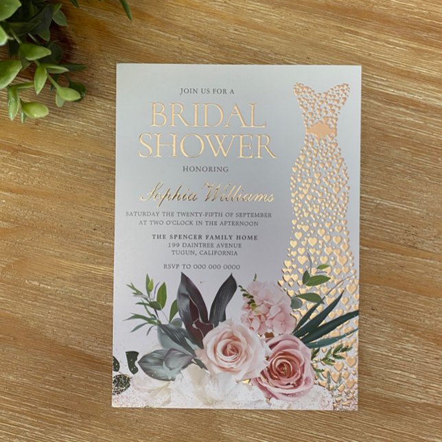 Rose Gold Dress Blush Pink Floral Bridal Shower (Creator Uploaded)