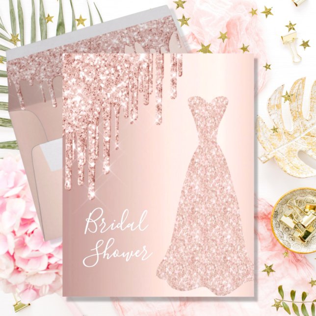Rose gold dress bridal shower invitation (Creator Uploaded)