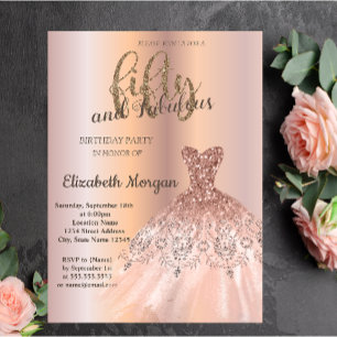 Rose Gold Dress, Rose Gold 50th Birthday Party Invitation