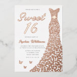 Rose Gold Dress Sweet 16 16th Birthday<br><div class="desc">Rose Gold Dress Sweet 16 16th Birthday Foil Invitation

See other invitations in our Niche and Nest Store</div>