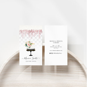 rose gold drip custom cakes business card
