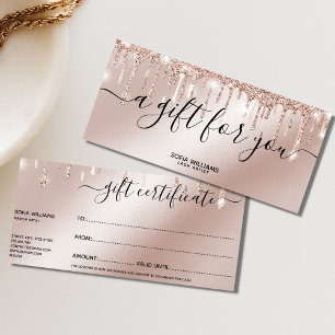 Rose Gold Drip Gift Certificate Gift Card add logo