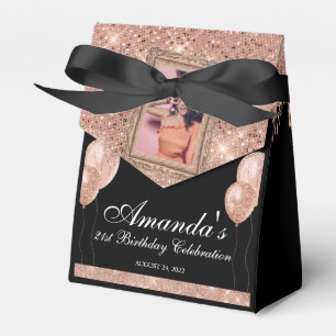 Rose Gold Drip Glamour Photo Favour Box