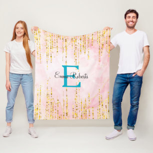 Rose Gold Drip Monogram Blanket