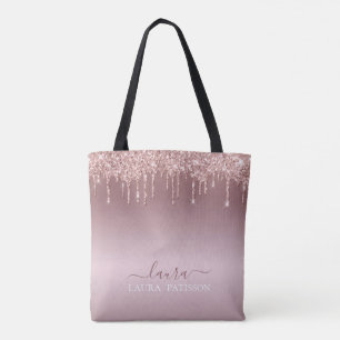 Rose gold drippes with logo tote bag