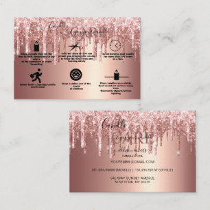 Rose Gold Dripping Glitter Candle Care Business Card